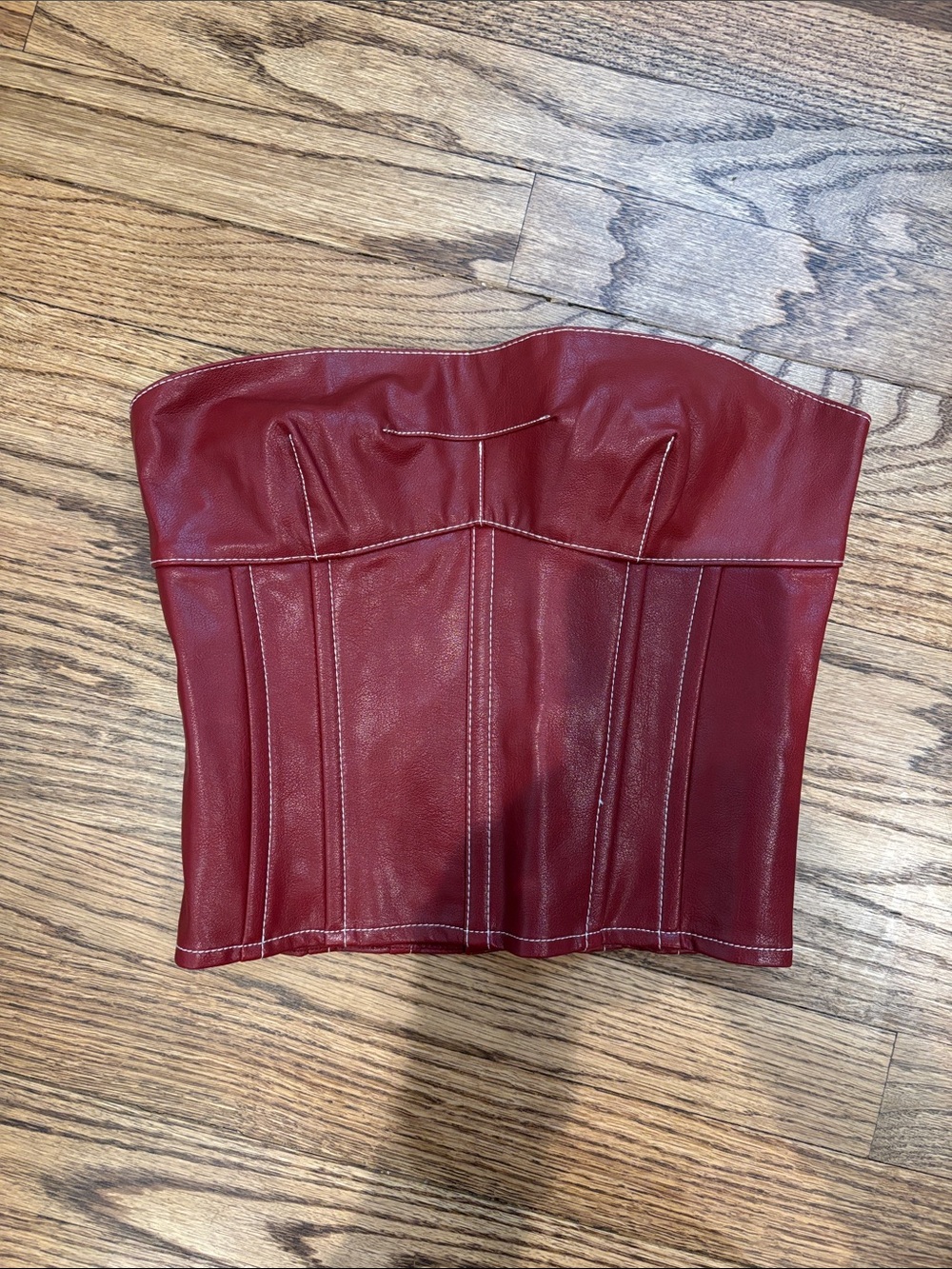 Edikted Strapless Corset Bustier in Red-Wine color size Small